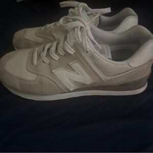 New Balance Classic 574 Cream and White Athletic Shoes